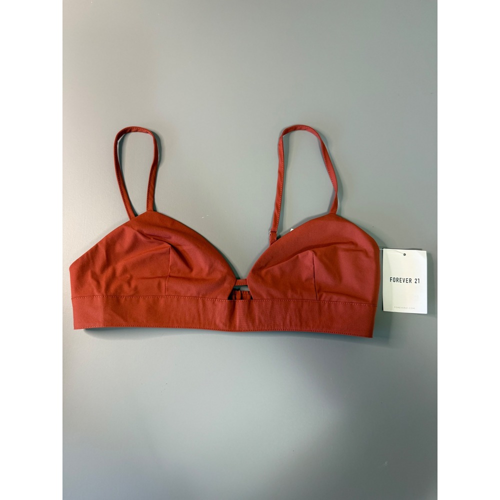 Forever 21 Womens Rust Orange Triangle Bralette Cutout Adjustable Straps S